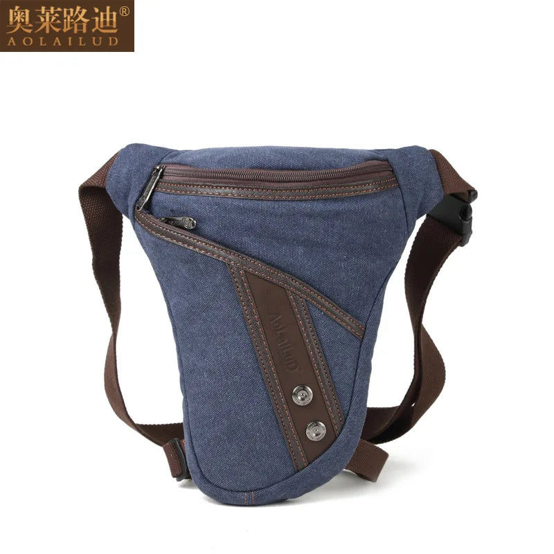 Canvas Men S Waist Bag Retro Durable Leg Bag Single-Shoulder Crossbody Men