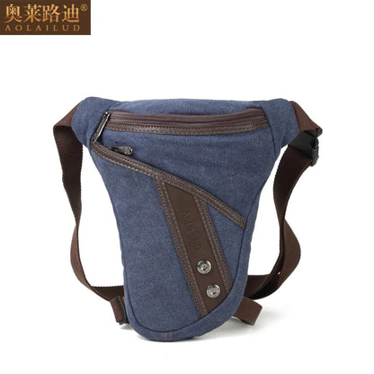 Canvas Men S Waist Bag Retro Durable Leg Bag Single-Shoulder Crossbody Men