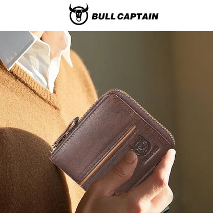 Genuine Leather Men S Horizontal Multi-Slot Business Card Holder