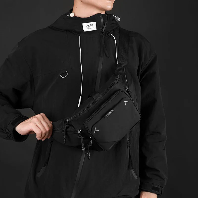 Waterproof Nylon Fabric Multi-Functional Men S Waist Bag Load-Reducing Single-Shoulder Crossbody Bag