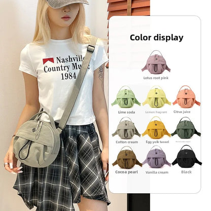 Waterproof Round Crossbody Bag – Lightweight Nylon Shoulder Purse