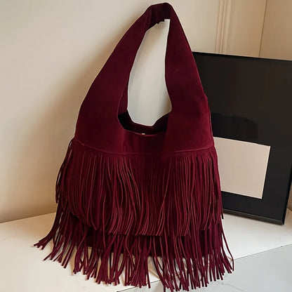 Fringe Tassel Tote Bag – Women's Boho Shoulder Handbag
