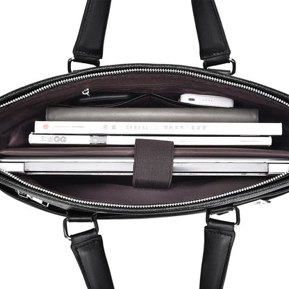 Genuine Leather Portable Large-Capacity File Storage Computer Crossbody Bag