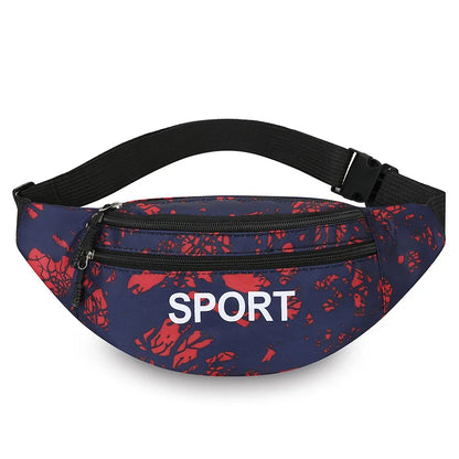 Men S Mobile Phone Waist Bag Letter Graffiti Single-Shoulder Crossbody Bag Large-Capacity Nylon