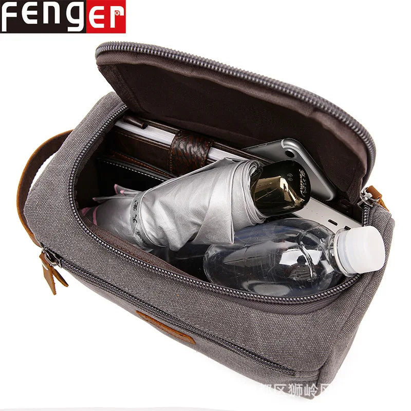 Large-Capacity Multi-Functional Cosmetic Bag Canvas Wear-Resistant Zipper Cosmetic Bag