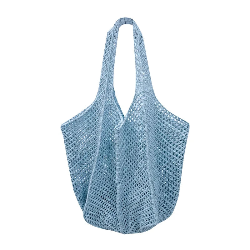 Crochet Woven Tote Bag – Lightweight Women's Beach Shoulder Handbag