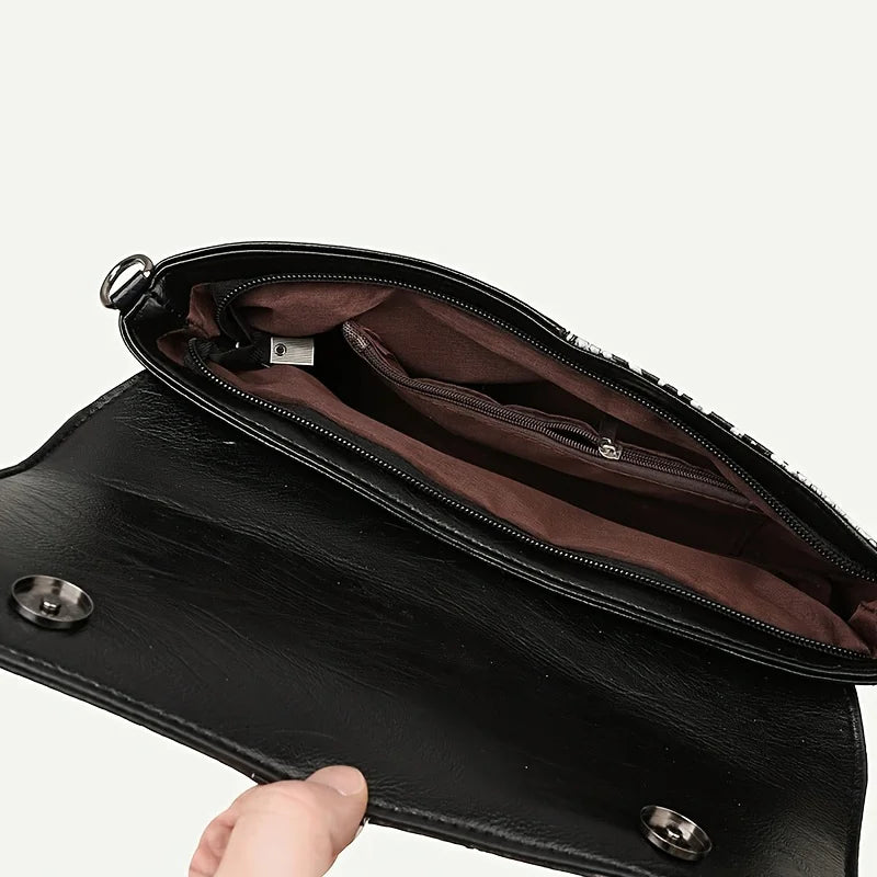 Crocodile Pattern Envelope Clutch Bag – Top Handle & Crossbody