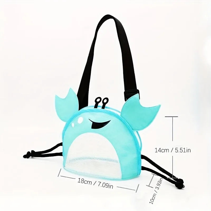 Novelty Design Crab Mesh Storage Bag Cute Cartoon Pattern Zipper Beach Bag Girl Shoulder Bag