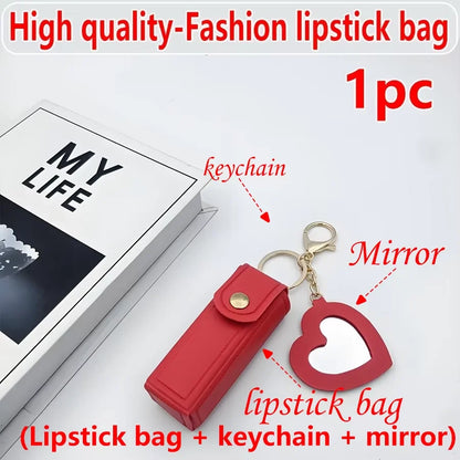 Homefish Multi-Color Portable Lipstick Bag Mini Heart Shaped Design Mirror