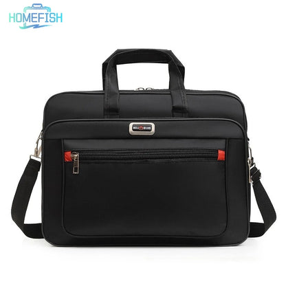 Homefish Men Large Capacity Business Briefcase Portable Versatile Shoulder Bag Multiple Pockets