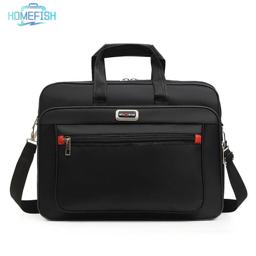 Homefish Men Large Capacity Business Briefcase Portable Versatile Shoulder Bag Multiple Pockets