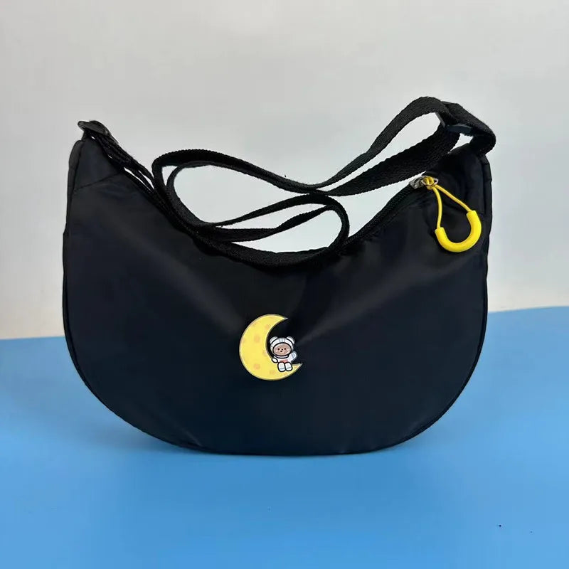 Nylon Single Shoulder Bag Solid Color Crossbody Women Teen Girls College Office