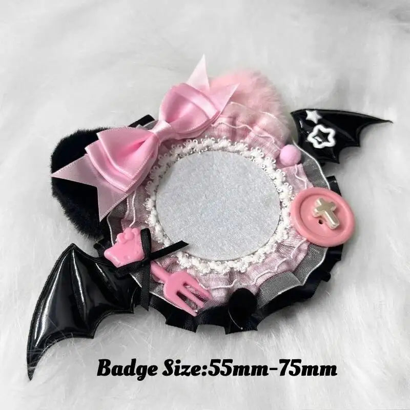 Itabag Badge Stand with Cat Ears & Bat Wings – Handmade Anime Pin Holder