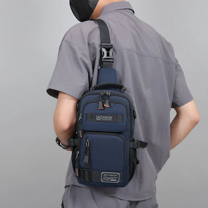 Men's Oxford Sling Chest Bag – Multi-Pocket Crossbody