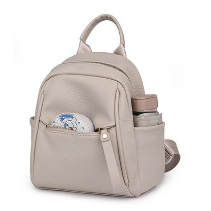 Litchi Pattern Leather Backpack Compact Casual Rucksack Top Handle Adjustable Straps Ideal Work