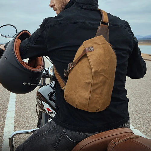 Waxy Canvas Chest Bag Reduce Load Waterproof Mobile Phone Storage Large Capacity Men S Travel