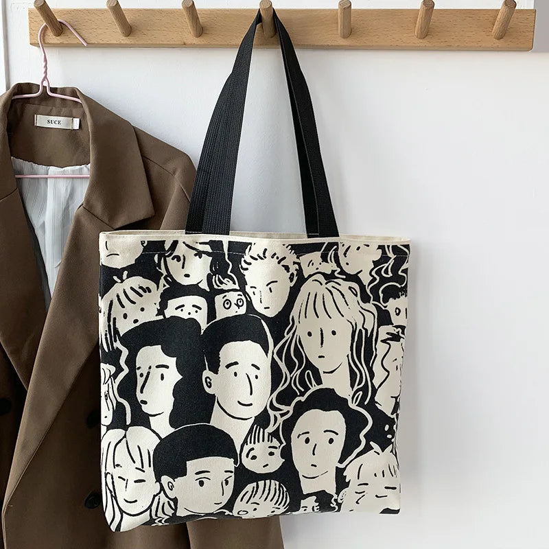 Canvas Tote Bag – Large Capacity Cute Print Shoulder Bag