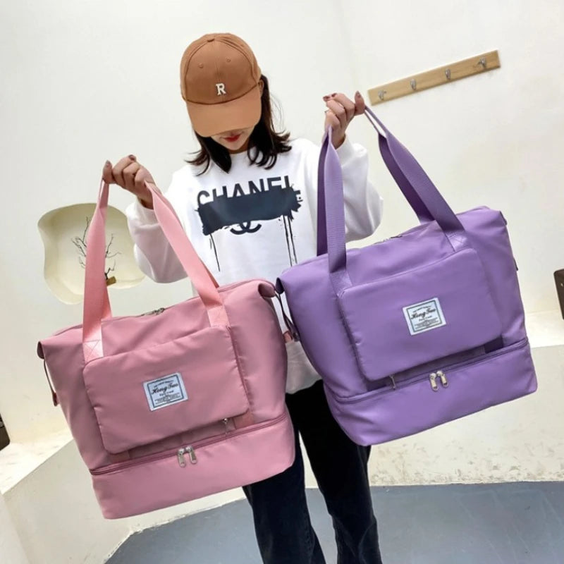 Waterproof Gym Tote Bag for Women – Shoe Compartment & Multi-Pocket