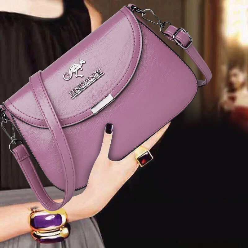 Mini Faux Leather Crossbody Bag with Metal Logo Detail