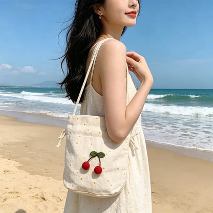 Cherry Drawstring Bucket Bag – Cute Print Crossbody