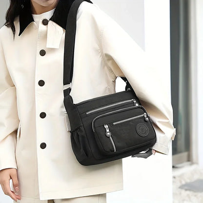 Waterproof Nylon Crossbody Bag with Multiple Pockets for Women