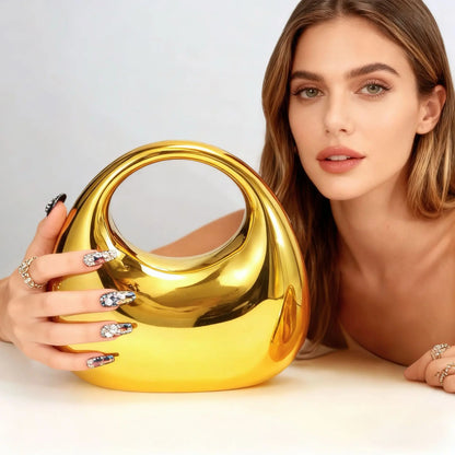 Shiny Gold Mirror Acrylic Mini Tote Bag Detachable Chain Crossbody Evening Clutch Purse Women Party