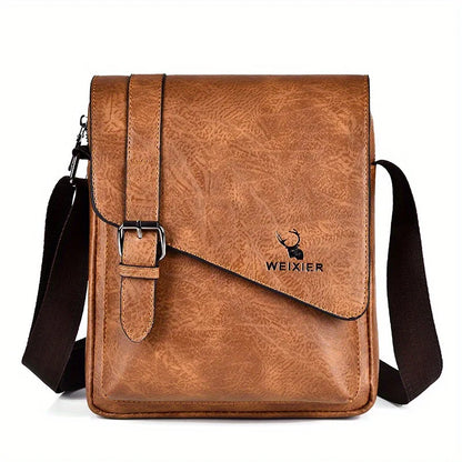 Men S Vintage Casual Crossbody Bag Versatile Business Shoulder Bag Pu Leather Messenger Bag Men Flip