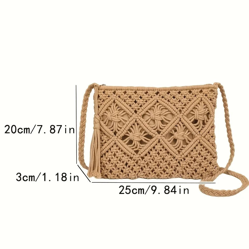 Crochet Shoulder Bag – Boho Macrame Handbag for Women