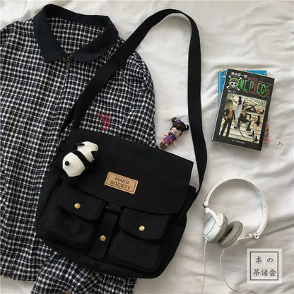 Simple Messenger Bag Women Postman Diagonal Crossbody Lady Student Canvas Schoolbag Version Ladies