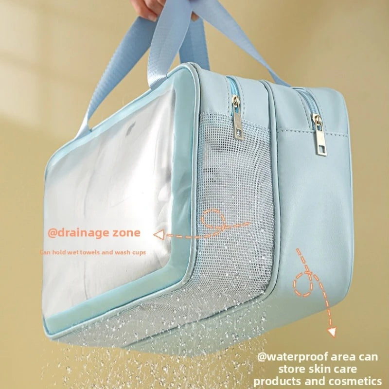 Clear Waterproof Cosmetic Bag – Dry Wet Separation Wash Bag