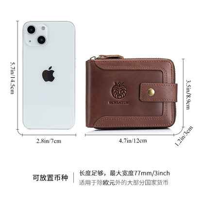 Cowhide Rfid Anti-Theft Brush Genuine Leather Horizontal Wallet