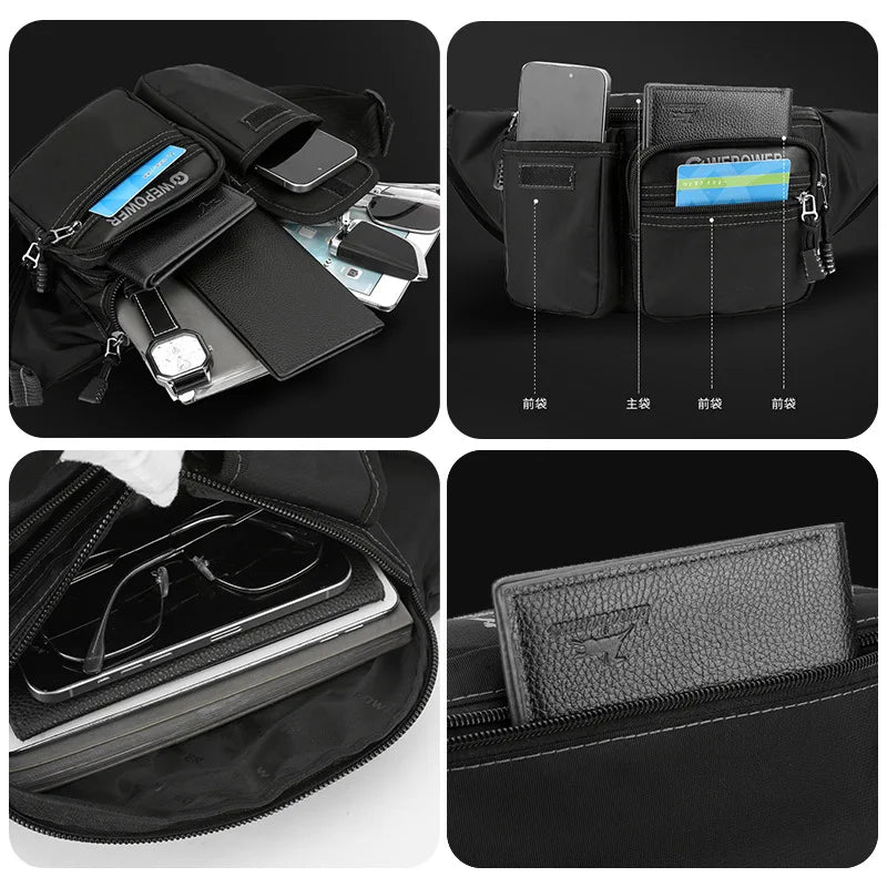 Men Function Wind Waist Bag Simple Light Cross-Body Shoulder Multi-Layer Outdoor Storage Chest