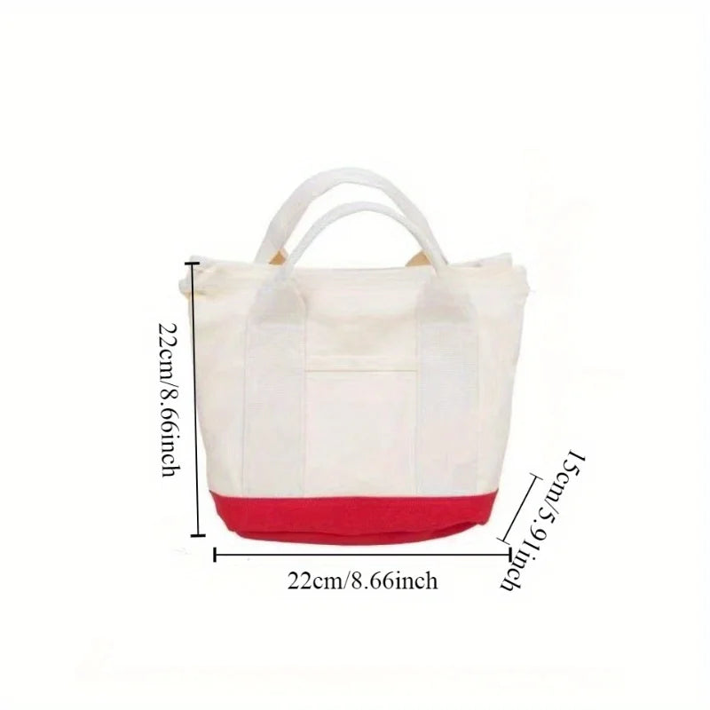 Cute Rabbit & Carrot Canvas Tote Bag – Casual Shoulder Bag