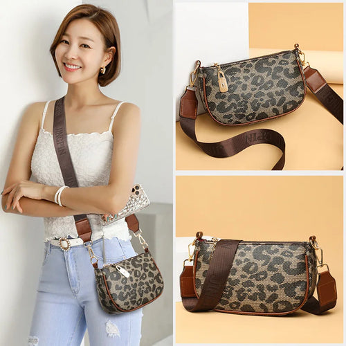 Leopard Print Crossbody Bag – Women's Faux Leather Shoulder Purse