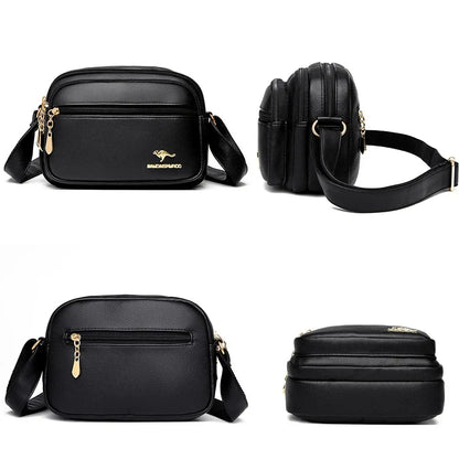 Leather Crossbody Purse for Women – Multi-Pocket Shoulder Messenger Bag