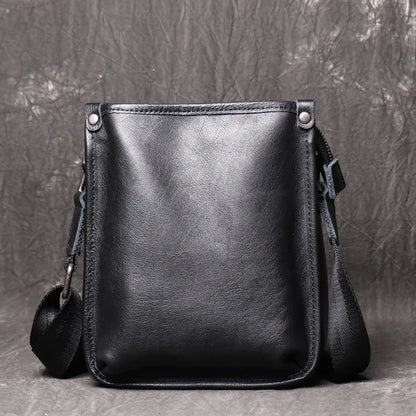 Retro Fashionable Men S Square Cowhide Single-Shoulder Bag Women Genuine Leather Crossbody