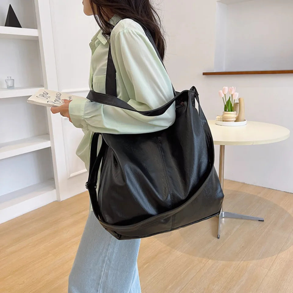Large Capacity PU Leather Hobo Shoulder Bag for Women