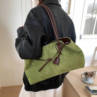 Retro PU Leather Tote Bag for Women – Luxury Shoulder Handbag