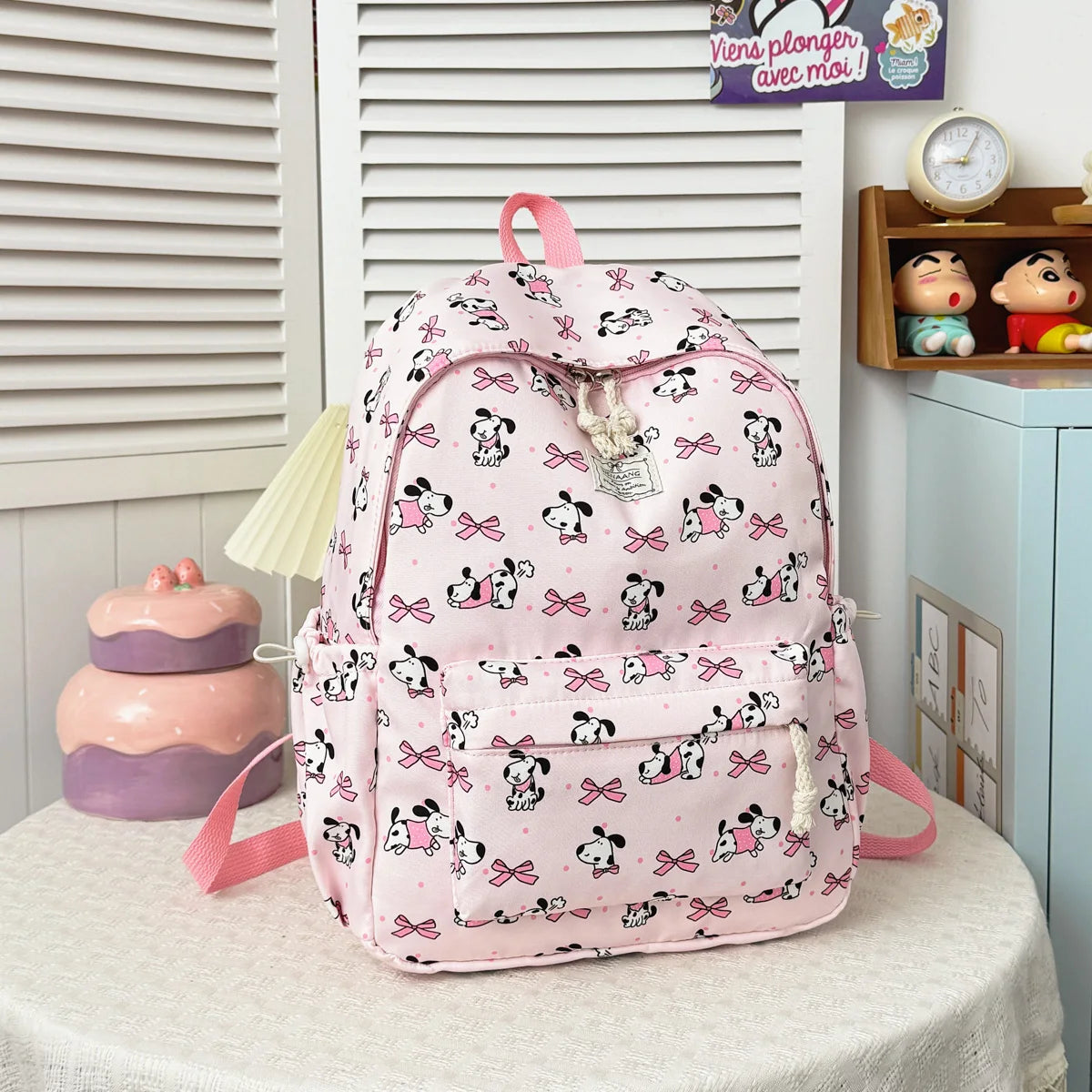 Sweet Cool Cartoon Animal Pattern Girl Backpack Lightweight Nylon Large Capacity Multifunctional