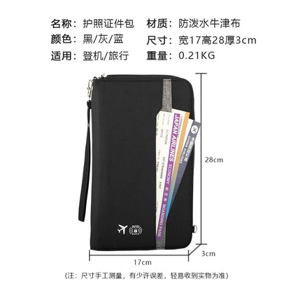 Large-Capacity Multi-Functional Passport Air Ticket Holder Portable Travel Document Storage Bag