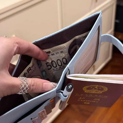 Leather Passport Holder Covers Case Multi-Functional Travel Credit Card Wallet Cute Book Women Hasp