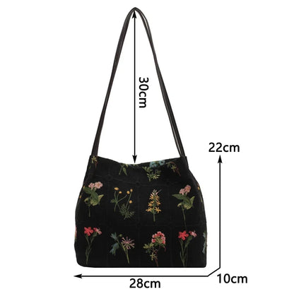 Large-Capacity Embroidered Tote Bag Women Summer Trendy Cloth Niche Embroidery Shoulder Texture