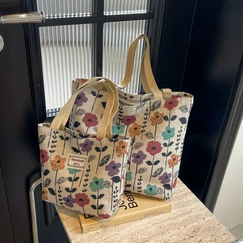 Women's Floral Canvas Tote Bag – Lightweight Large Capacity