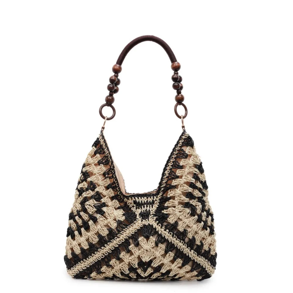 Hollow Out Straw Woven Tote Bag Beach Handbag Bohemian Large Capacity Bucket Shoulder Bags Holiday