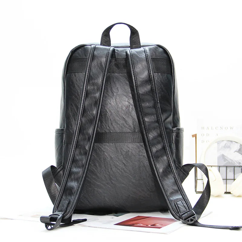 Pu Leather Large-Capacity 13-Inch Computer Backpack - Waterproof