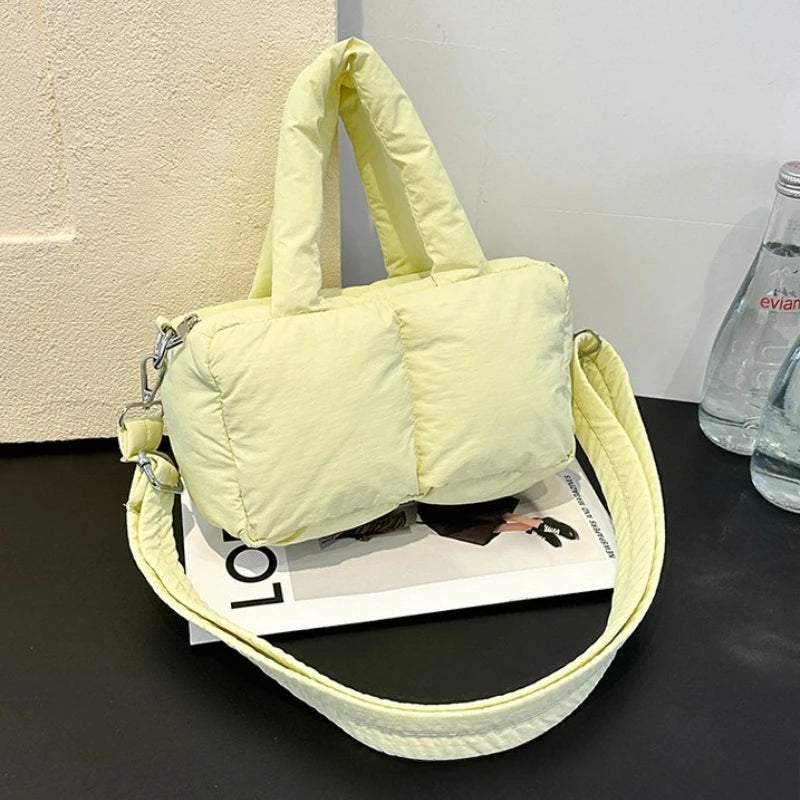 Quilted Puffer Crossbody Bag Mini Padded Handbag Top Handle Bag Adjustable Strap Women S Casual