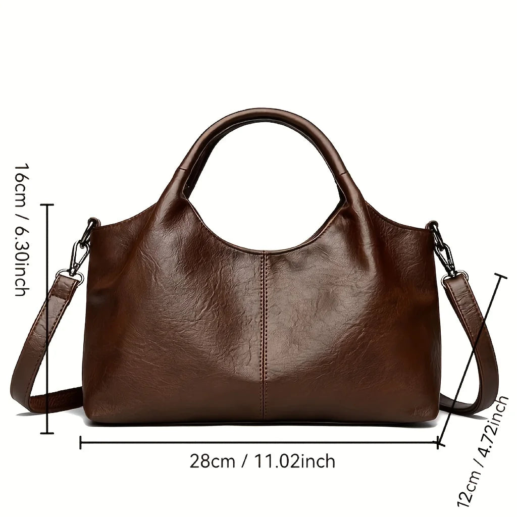 Large Capacity Leather Shoulder Bag – Women's Elegant Handbag