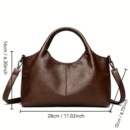 Large Capacity Leather Shoulder Bag – Women's Elegant Handbag