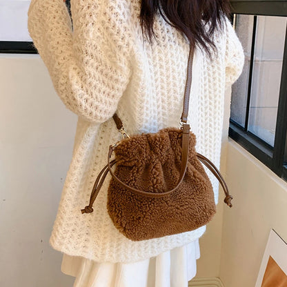 Large Capacity Plush Bag Female Fall Winter Hairy Handheld Shoulder Slanting Cross Furry Simple