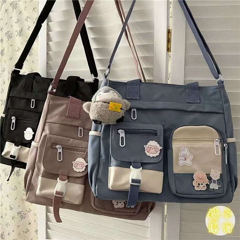 Kawaii Canvas Crossbody Bag – Japanese Style Shoulder Bag for Women & Students
